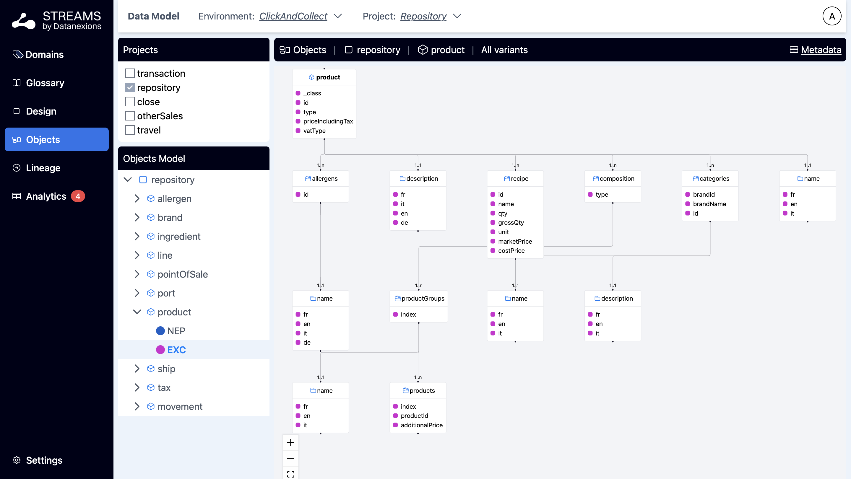 Categories – écran 1